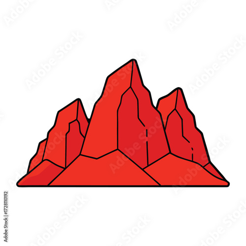 Majestic red rock mountains rise under a clear sky, their rugged cliffs glowing with warm hues, creating a stunning natural landscape full of adventure and wonder.
