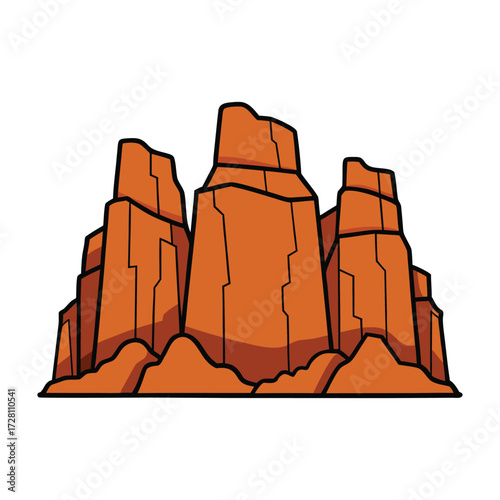 Towering red sandstone mountains glow under the sun, their rugged cliffs and layered hues creating a breathtaking desert landscape full of natural wonder.
