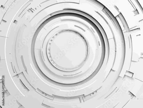 첨단 기술의 복잡한 기계 장치에서 나오는 빛나는 추상적인 원형 패턴