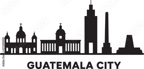 Guatemala City skyline silhouette architecture illustration travel landmark building