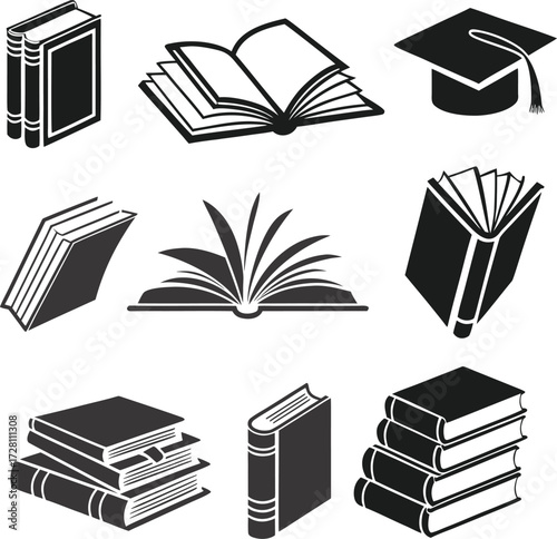 Vector illustration of a stack of books for education and literature on a white background