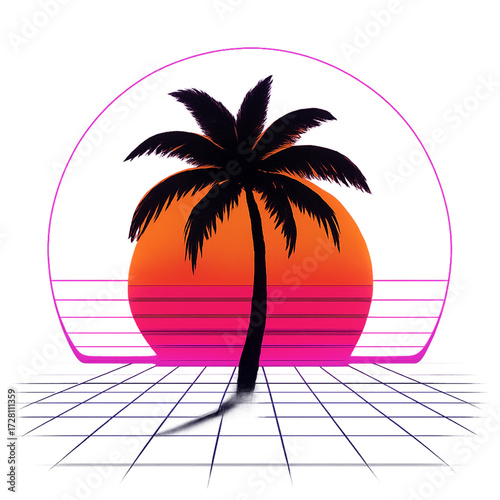 Synthwave Sunset Palm Tree