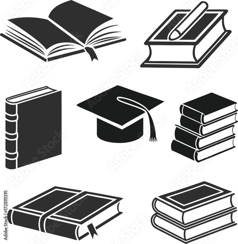A stack of books vector is an isolated set of hardcover books, a pile of literature for education and learning, representing knowledge and wisdom