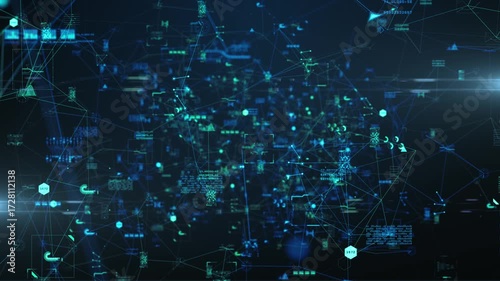 Smart Data Processing AI Deep Learning Neural Framework, futuristic background