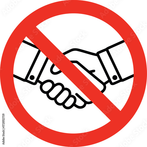 Business partnership ban stop handshake icon vector