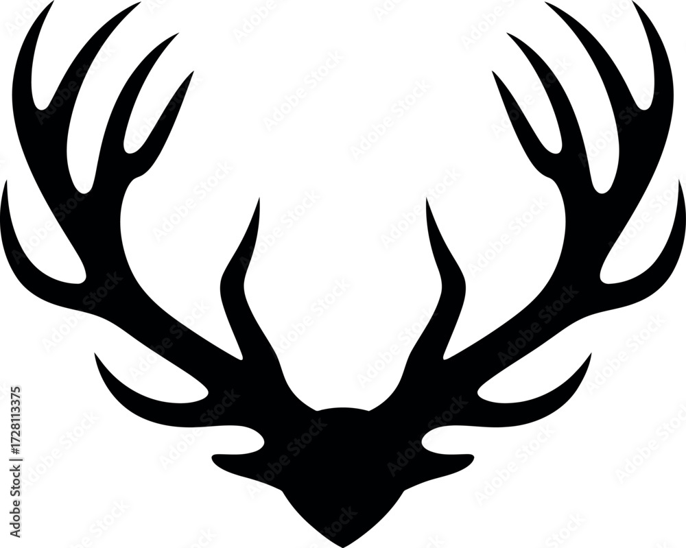 Obraz premium Majestic stag antlers silhouette emblem wildlife animal symbol vector