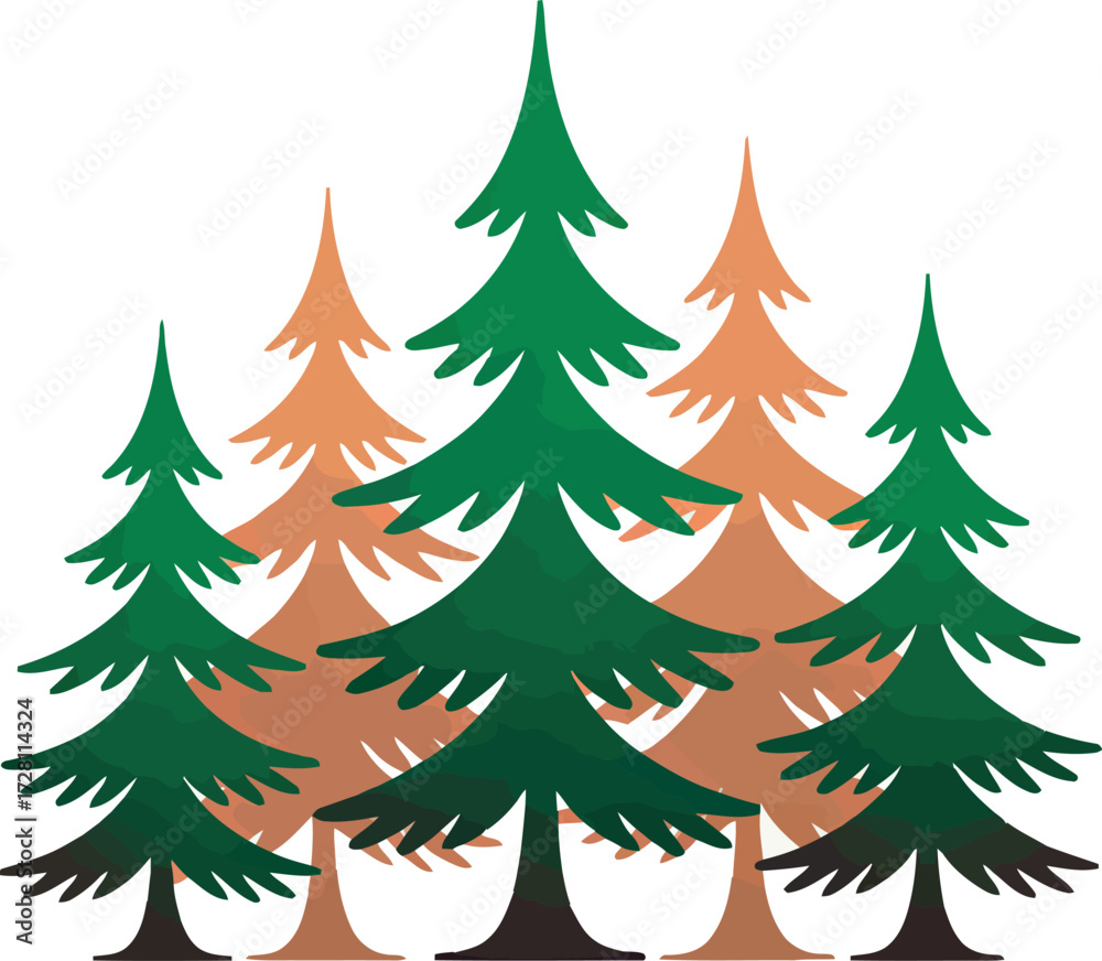 Obraz premium Vector evergreen forest landscape nature vector