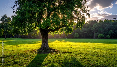 Fototapeta Naklejka Na Ścianę i Meble -  Lush parkland sunset