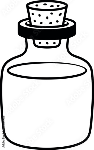 Minimalist glass bottle corked essential oil liquid sketch vector