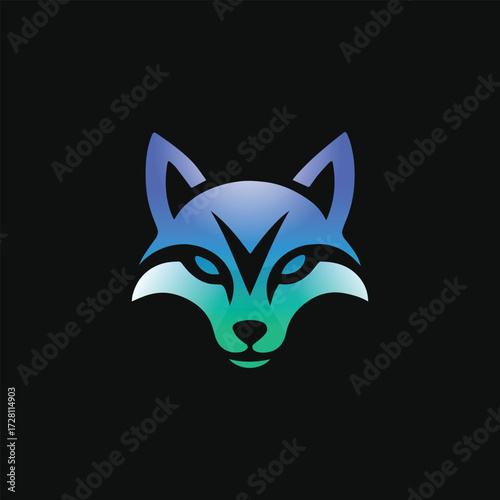 Fox Head icon gradient logo design