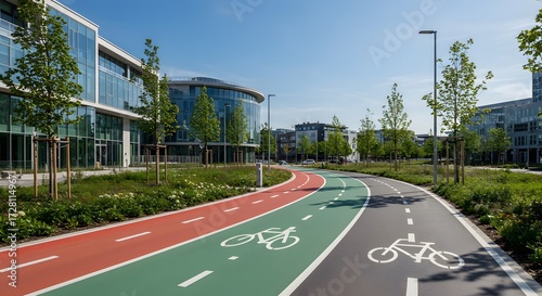 A Vibrant Cycling Path in the City