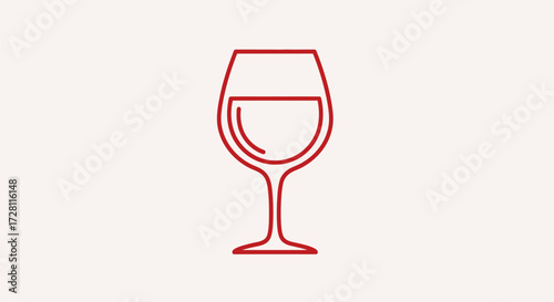 Elegant red outline of a wine glass against a soft background, suitable for a minimalist design or