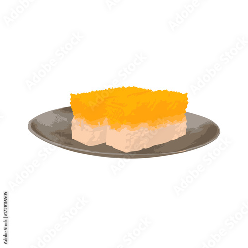 正月や年始のおせち料理で使われる錦卵。Blenderで作ったイメージ3Dイラストです。3D render Blender render