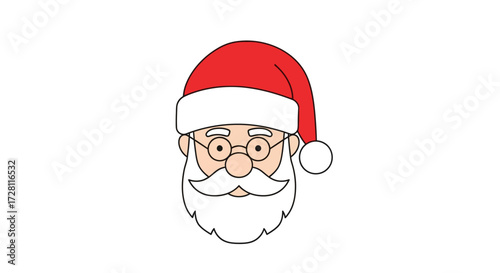 Festive santa claus icon with cheerful expression and classic red hat and white beard in cartoon