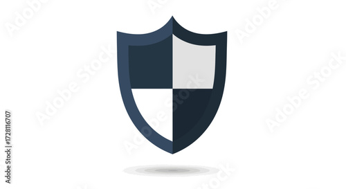 Heraldic shield icon emblem symbolizing protection with quartered design in dark and light colors