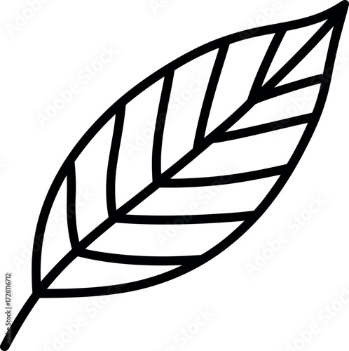 Simple line art leaf icon nature botany organic element vector