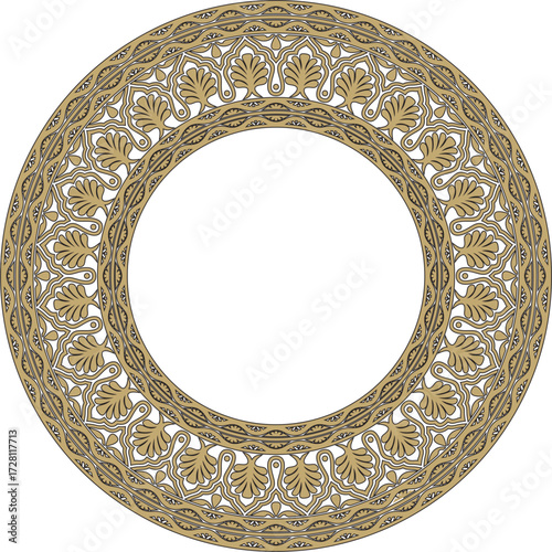 Vector gold and black round national Indian ornament. Circle, ring, border, ethnic Hindu frame.