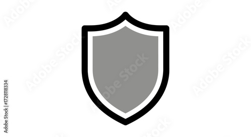 Stylized defense shield emblem with a bold outline against a clean white background for graphic