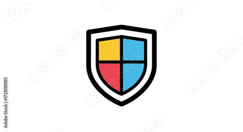 Colorful shield emblem illustrating protection security and guarding integrity with distinctive