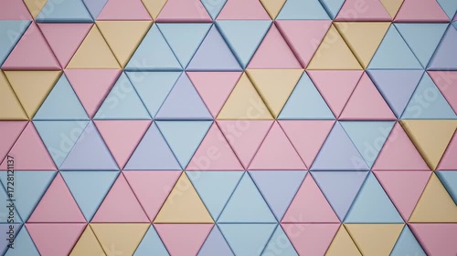 Soft Pastel Triangle Geometric Background Animation in Pastel Yellow, Pink, and Blue Colors