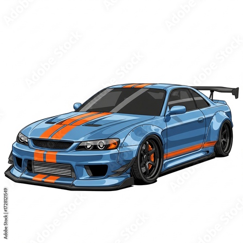 Modified Drift Sports Car with Aerodynamic 