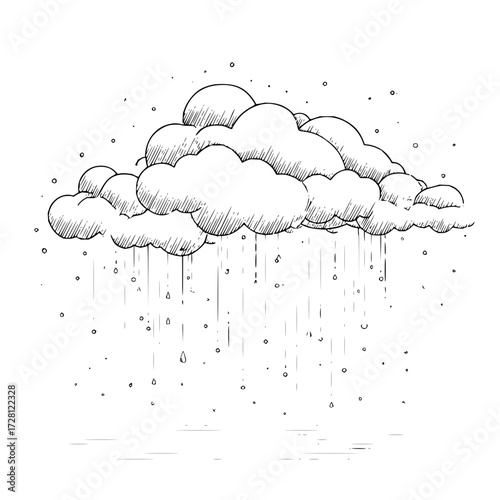 Rainy weather cloud drawing illustration vector sketch hand drawn rain clouds storm cloudscape weather forecast 100