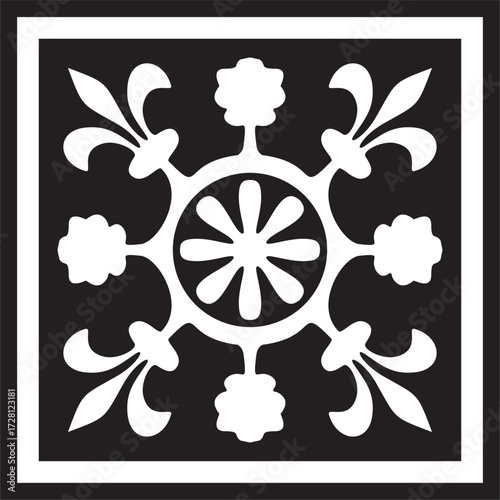 Vector black monochrome ancient Roman ornament elements. Classic European parts of patterns. Lilies and crowns