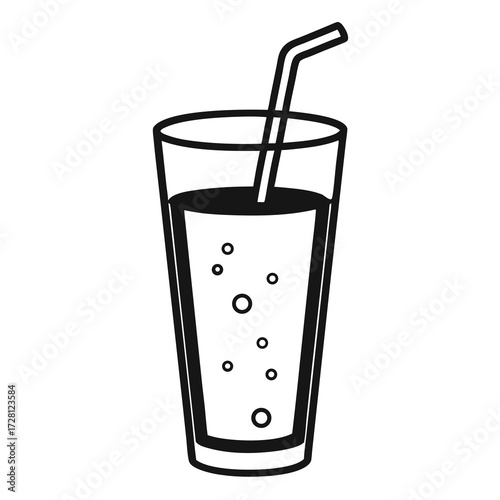 Soda Glass with Straw Vector Icon – Fizzy Drink Illustration