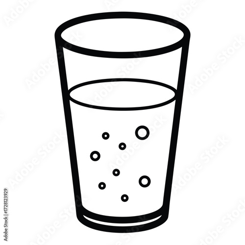 Glass of Sparkling Water Vector Icon – Fizzy Drink Illustration
