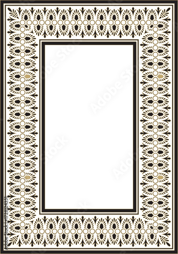 Classic Greek black and gold square ornament. Vector pattern, ancient Hellenic rectangle. European border.