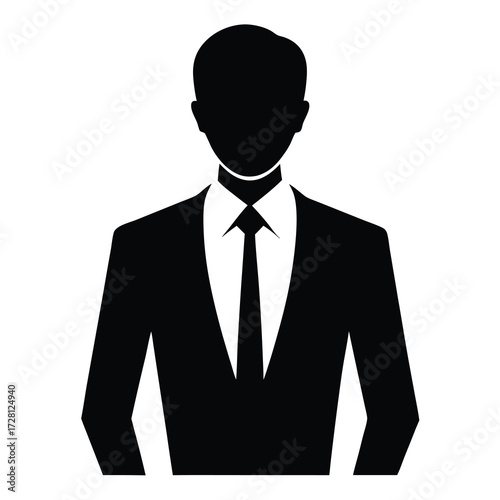 Professional Businessman Silhouette in Formal Suit Vector Icon