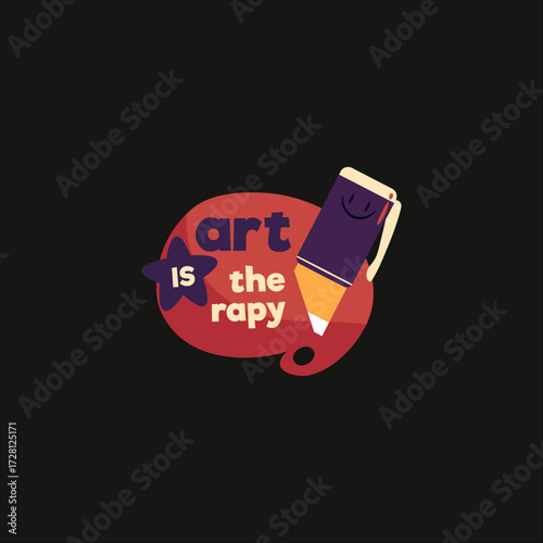 Pencil Illustration with "Art is Therapy" Text – Creativity and Healing Concept