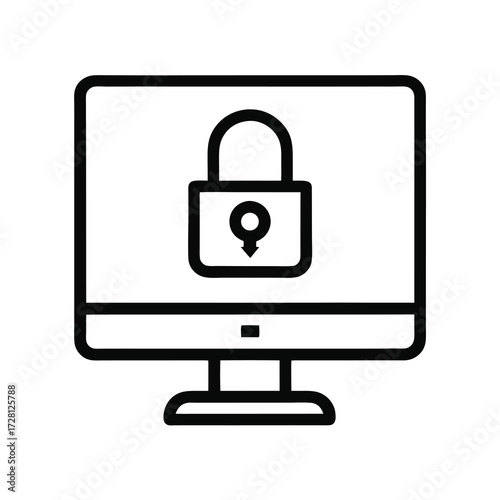 Secure Computer – Data Protection Icon