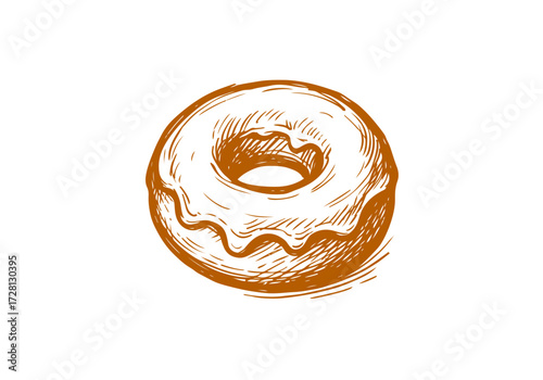 Doughnut hand drawn sketch vector illustration