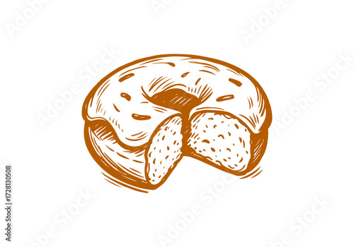 Doughnut hand drawn sketch vector illustration