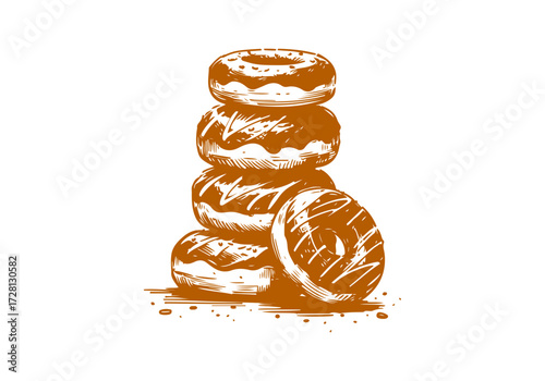 Doughnut hand drawn sketch vector illustration