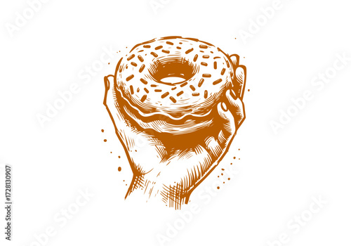 Doughnut hand drawn sketch vector illustration