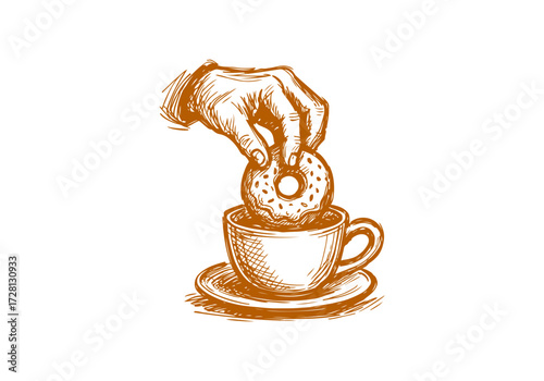 Doughnut hand drawn sketch vector illustration