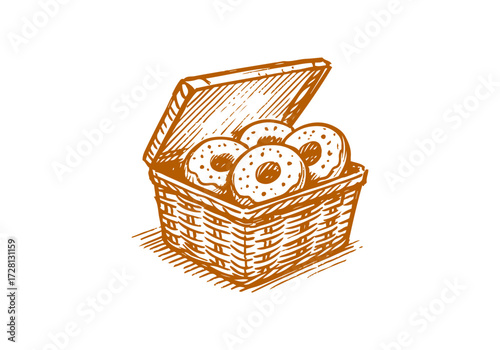 Doughnut hand drawn sketch vector illustration