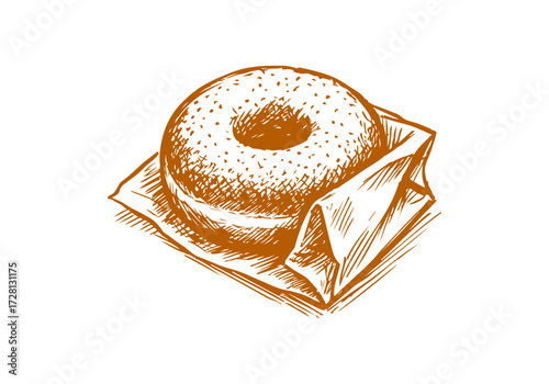 Doughnut hand drawn sketch vector illustration