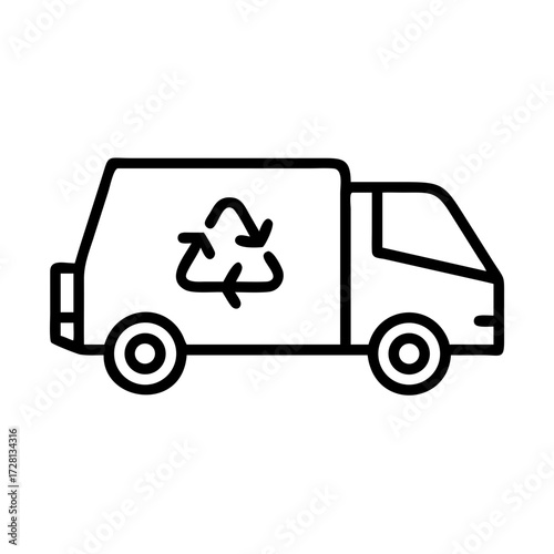 Recycling truck with eco symbol in minimalist design  