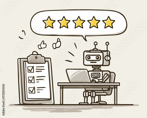 인공지능 챗봇이 고객 만족도 조사에서 별 다섯 개 만점을 받으며 긍정적인 평가를 받고 있습니다.