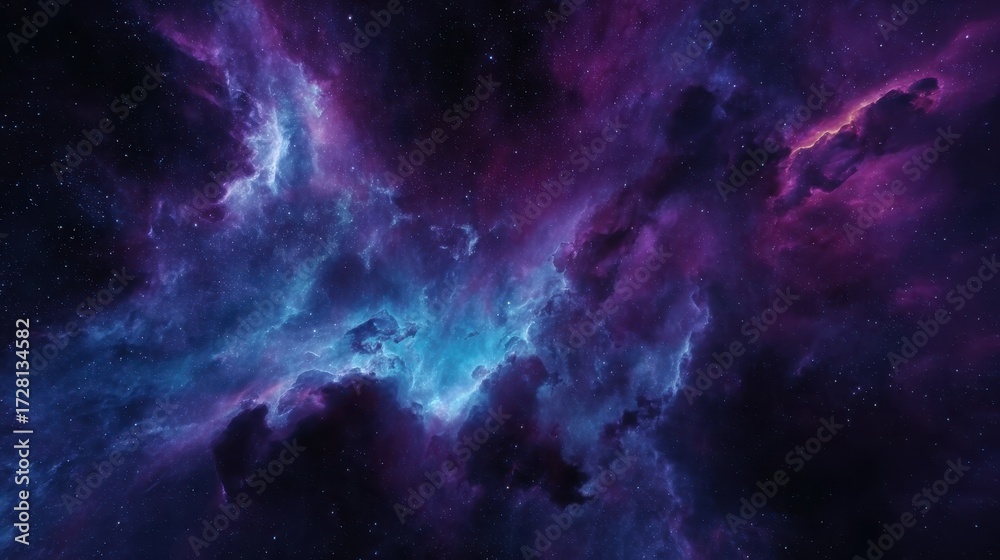 Fototapeta premium Cosmic background illustration featuring supernova nebula and stars, glowing effect. Suitable for posters, websites, and space themes.