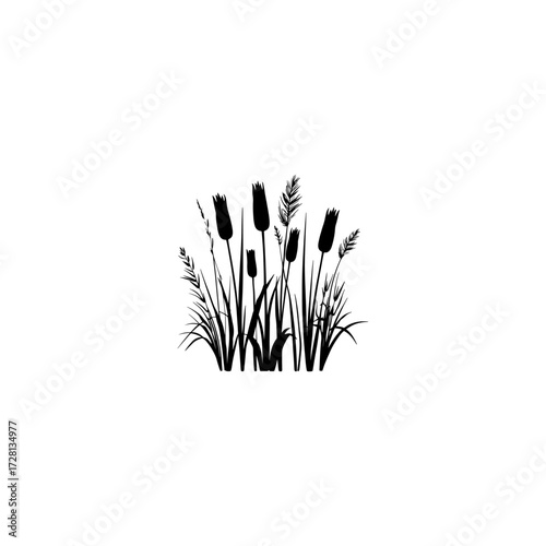 grass simple minimal vector black color silhouette.