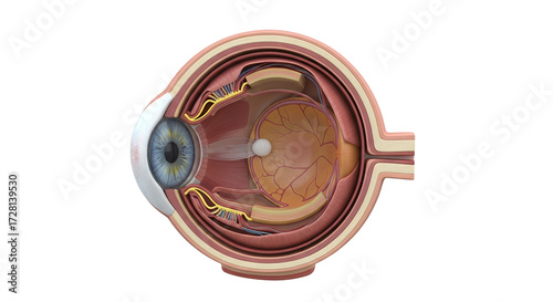 Detailed Human Eye Anatomy Cross Section Medical Illustration