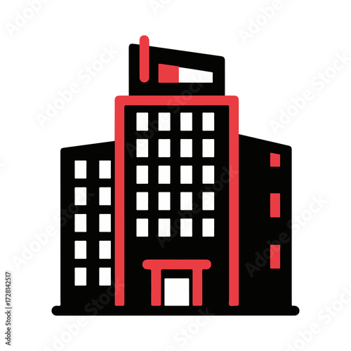 vector illustration of modern building. Simple architectural icon isolated on a white background for design