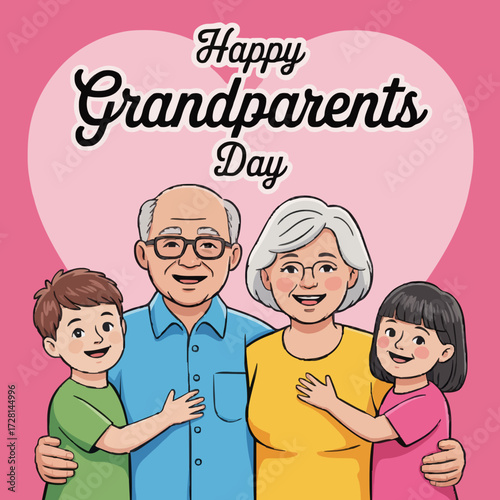 Happy Grandparents Day Cartoon Illustration