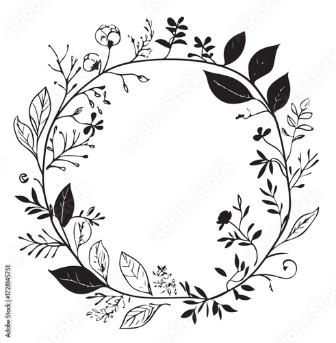 black and white flower wreath