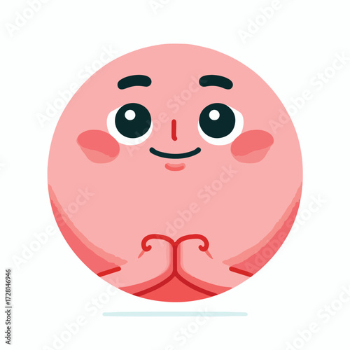 Cute and adorable pink emoji face. Vector, illustration, design, icon set.