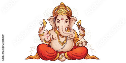 Majestic Lord Ganesha Illustration Divine Symbol of Wisdom and Prosperity